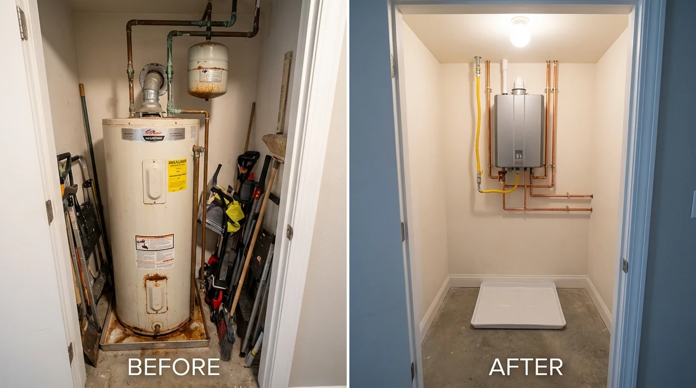 Tank water heater versus wall-mounted tankless unit comparison for Lowell, OR homeowners